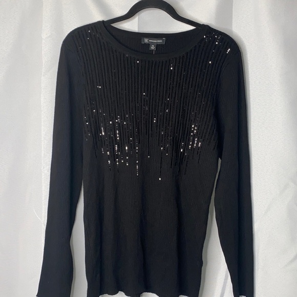INC Plus Size Crew-Neck Drip Sequin Sweater - Picture 2 of 7